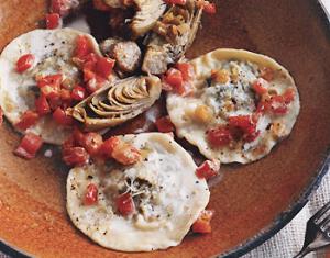 Artichoke Ravioli with Tomatoes